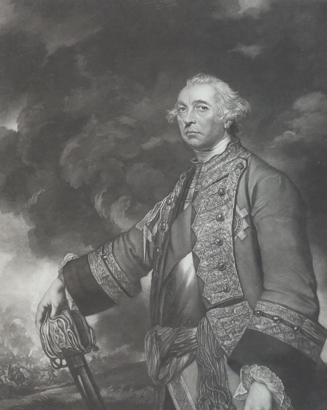 James McArdell after Sir Joshua Reynolds, mezzotint, 'Portrait of John Earl of Rothes, Lord Leslie and Bambreigh..', 1763, sheet overall 50.5 x 36cm